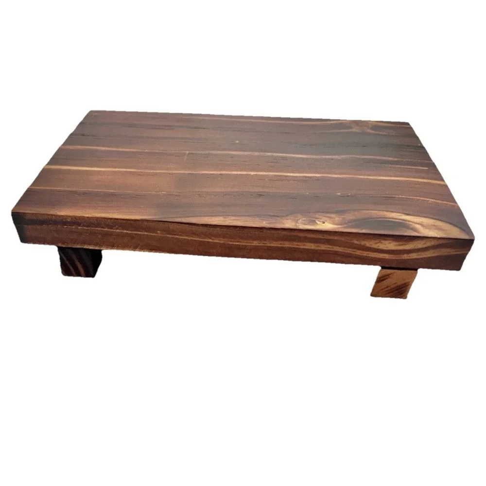 Pedestal Stand Rise Wood Kitchen Counter Tray House Plant Accessory Home Decor